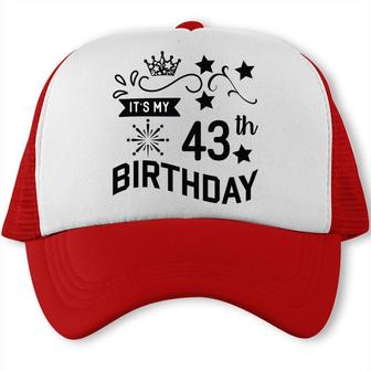 Its My 43 Birthday 43Th Birthday 1979 Black Graphic Trucker Cap - Seseable