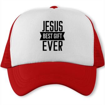 Jesus Best Gift Ever Bible Verse Black Graphic Christian Trucker Cap - Seseable
