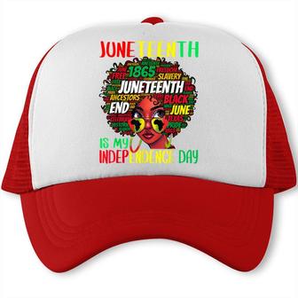 Juneteenth Is My Independence Day Afro Black Girl Kids Trucker Cap - Seseable
