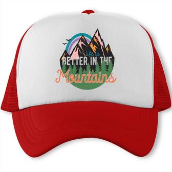 Life Is Better In The Mountains Wild Life Vintage Style Trucker Cap - Seseable
