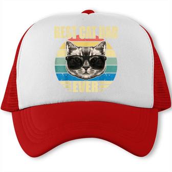 Mens Funny Vintage Cat Daddy Fathers Day Best Cat Dad Ever Trucker Cap - Seseable