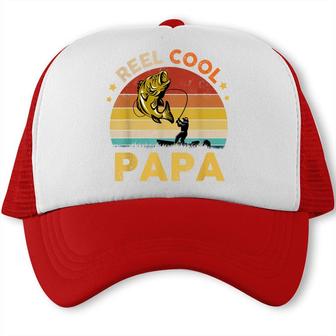 Mens Reel Cool Papa Fisherman Dad Papa Fathers Day Fishing Trucker Cap - Seseable