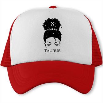 Messy Bun Zodiac Astrology Taurus Girl Cool Gifts Trucker Cap - Seseable