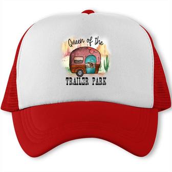 Official Queen Of The Trailer Park Camp Life Design Trucker Cap - Seseable