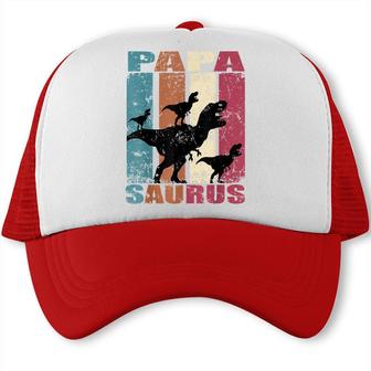 Papa Saurus Dinosaur Dino Triplet Dinos Family Papasaurus Trucker Cap - Seseable