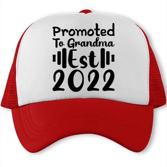 Promoted To Grandma 2022 Black Happy Mothers Day Trucker Cap - Seseable