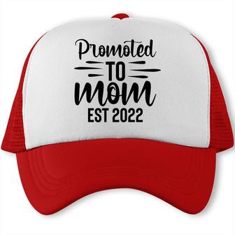 Promoted To Mom Est 2022 Full Black Baby Trucker Cap - Seseable