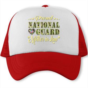 Proud National Guard Mother-In-Law Dog Tags Heart Army Mom Trucker Cap - Seseable