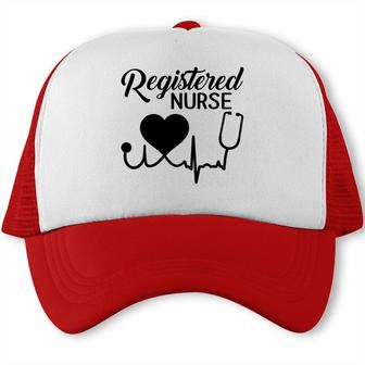 Registered Nursing Practice Rn Nurse Black Heartbeat Trucker Cap - Seseable