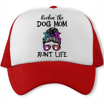 Rockin The Dog Mom And Aunt Life Colors Girl Trucker Cap - Seseable
