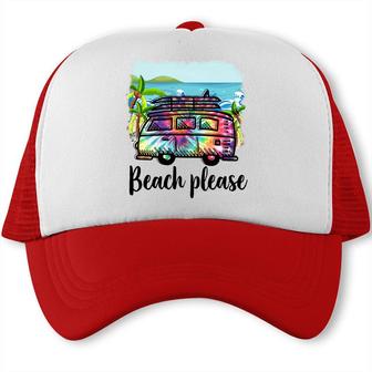 Summer Time Beach Please Retro Summer Beach Trucker Cap - Seseable