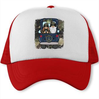 Symbol Peace With Gnome Hero Dad Trucker Cap - Seseable