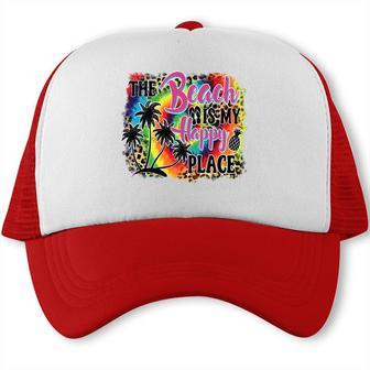 The Beach Is My Happy Place Retro Summer Beach Trucker Cap - Seseable