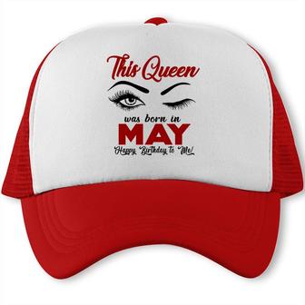 This Queen Was Born In May Red Version Design Trucker Cap - Seseable
