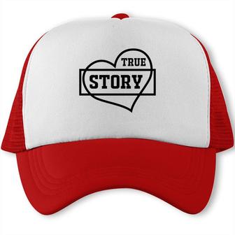 True Story Heart Bible Verse Black Graphic Christian Trucker Cap - Seseable