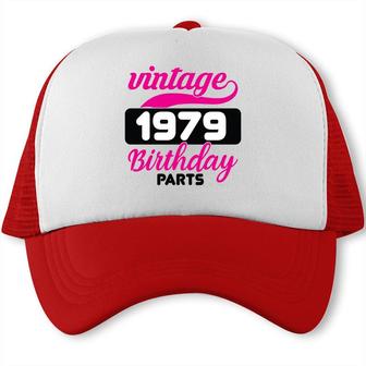 Vintage 1979 Birthday Parts 43Th Birthday 1979 Pink Black Trucker Cap - Seseable