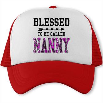 Womens Blessed To Be Called Nanny Mothers Day Floral Grandma Trucker Cap - Seseable