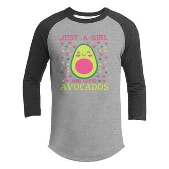 Just A Girl Funny Avocado Pink Graphic Cute Youth Raglan Shirt