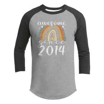8 Year Old Awesome Since 2014 8Th Birthday Girls Boys Youth Raglan Shirt - Seseable