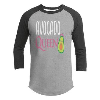 Avocado Queen Pinks Graphics Funny Avocado Youth Raglan Shirt - Seseable