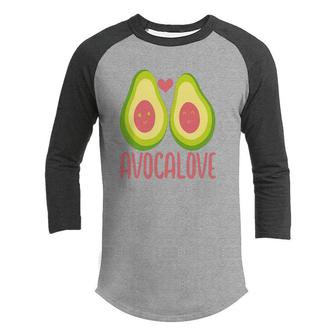 Funny Avocado Avocalove Heart Pink Avocados Lover Youth Raglan Shirt - Seseable