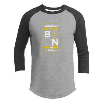 Gold White Stars Design Legends Are Born In May Birthday Youth Raglan Shirt - Seseable