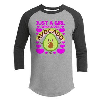 Just A Girl Who Loves Avocado Funny Youth Raglan Shirt - Seseable