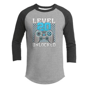Level 20 Unlocked Video Gaming 20Th Birthday 2002 Game Gamer Youth Raglan Shirt - Seseable