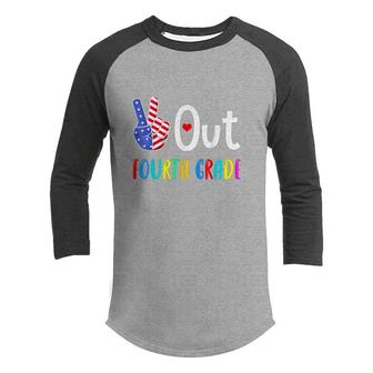 Peace Out Fourth Grade Last Day Of School 4Th Grade Us Flag Youth Raglan Shirt - Seseable