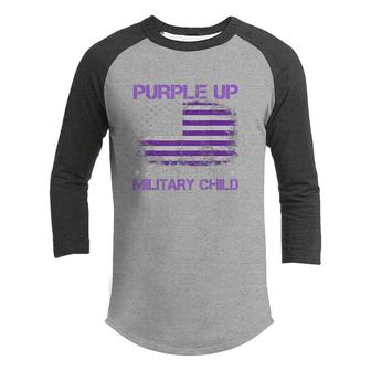 Purple Up For Military Kids Month Military Child Us Flag Youth Raglan Shirt - Seseable