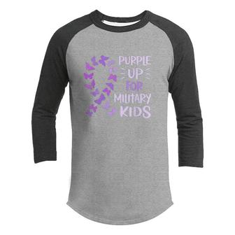 Purple Up Military Child Butterfly Military Brats Month Youth Raglan Shirt - Seseable