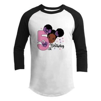 5Th Birthday My Birthday Gift For Girl Black Hair Youth Raglan Shirt - Seseable