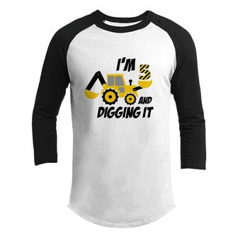 I Am Digging It Birthday 5Th Birthday Black Youth Raglan Shirt - Seseable