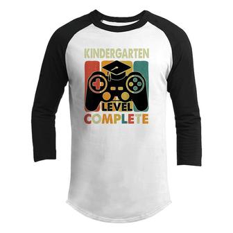 Kids Kids Kindergarten Level Complete Graduation Gamer Boys Youth Raglan Shirt - Seseable