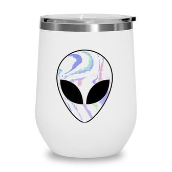 Alien Head Colorful Alien Rave Tee Believe Ufo Wine Tumbler | Mazezy
