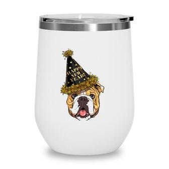 American Bulldog Happy New Year 2023 Dog New Years Eve Party Wine Tumbler | Mazezy
