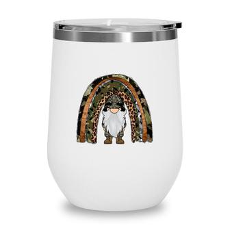 Army Rainbow Gnome Hero Dad Gift Idea Wine Tumbler - Seseable