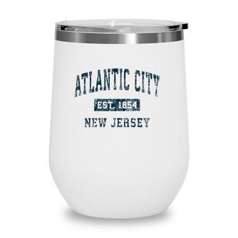 Atlantic City New Jersey Nj Vintage Sports Design Navy Print Wine Tumbler | Mazezy AU