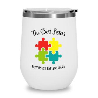 Autism Sister Awareness Day Autistic Gift For Sis Wine Tumbler | Mazezy CA