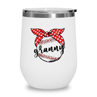 Baseball Granny Funny Polka Dots Bandana Baseball Mothers Day Wine Tumbler | Mazezy