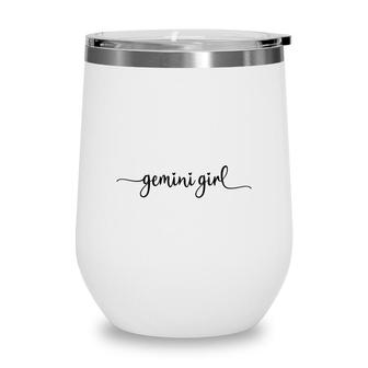 Basic Heart Letter Design Gemini Girl Birthday Wine Tumbler - Seseable