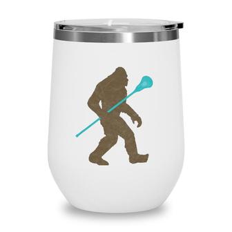 Bigfoot Lacrosse Stick Vintage Funny Lax Wine Tumbler | Mazezy
