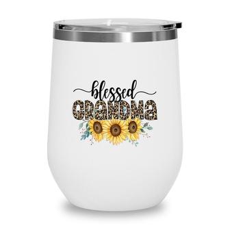 Blessed Grandma Sunflower Leopard Vintage Mothers Day Wine Tumbler - Seseable