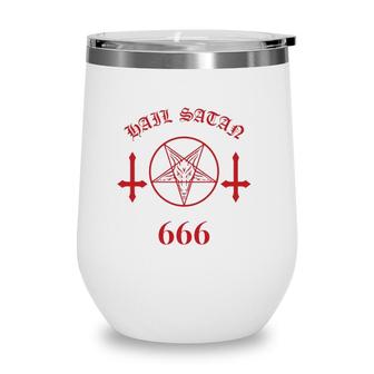 Blood Red Satanic Pentagram Hail Satan 666 Upside Down Cross  Wine Tumbler