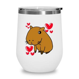 Capybara Lovely Valentines Day Cute Hearts Romantic Gift Wine Tumbler | Mazezy