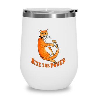Cat Bite The Power Pet Lover Wine Tumbler | Mazezy