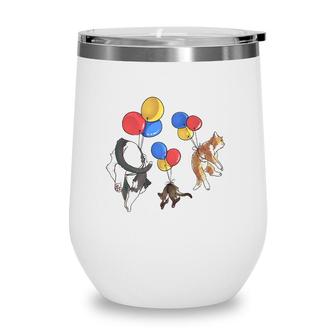 Cats Balloons Art By Tangie Marie Wine Tumbler | Mazezy UK