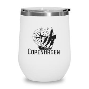 Copenhagen Nautical Sailboat Denmark Patriotic Wine Tumbler | Mazezy