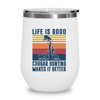Cougar Hunting Gifts Men Women Mountain Lion Hunter Wine Tumbler | Mazezy