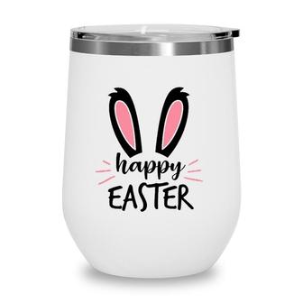 Cute Bunny Design For Sunday School Or Egg Hunt Happy Easter Wine Tumbler | Mazezy